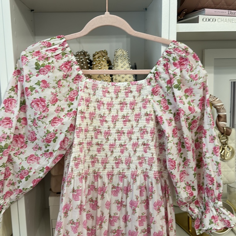 LoveShackFancy Garden Rosa Bow Midi Dress Size P - Picture 8 of 8